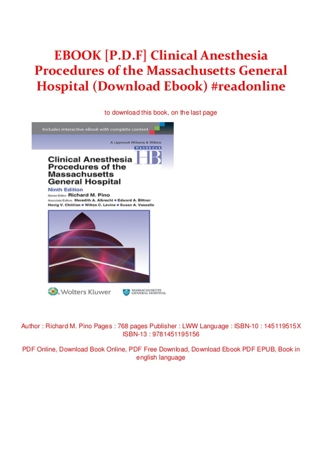 Download Clinical Anesthesia Procedures Of The Massachusetts General Hospital Pdf Free